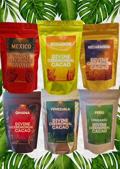 Balíček Divine Ceremonial Cacao – 6 zemí, 6 příchutí, 1 dokonalý zážitek + dárek + doprava zdarma